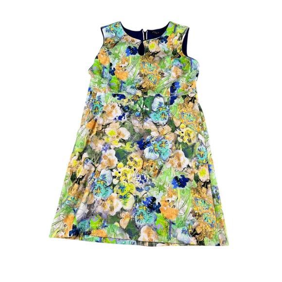 Lands' End Women's Colorful Floral Sleeveless Dress 14P Petite A-Line * - Picture 1 of 10